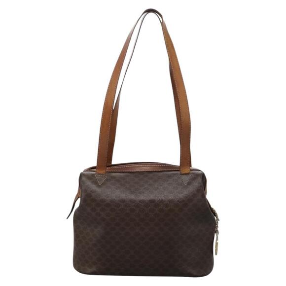 CELINE Macadam Canvas Shoulder Bag Pvc Leather Brown - Picture 3 of 13